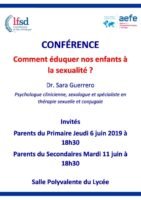 Rappel 2ème Conférence sur la sexualité – Secondaire