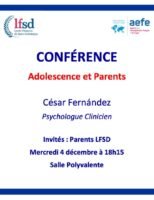 Conférence : « Adolescence et Parents »