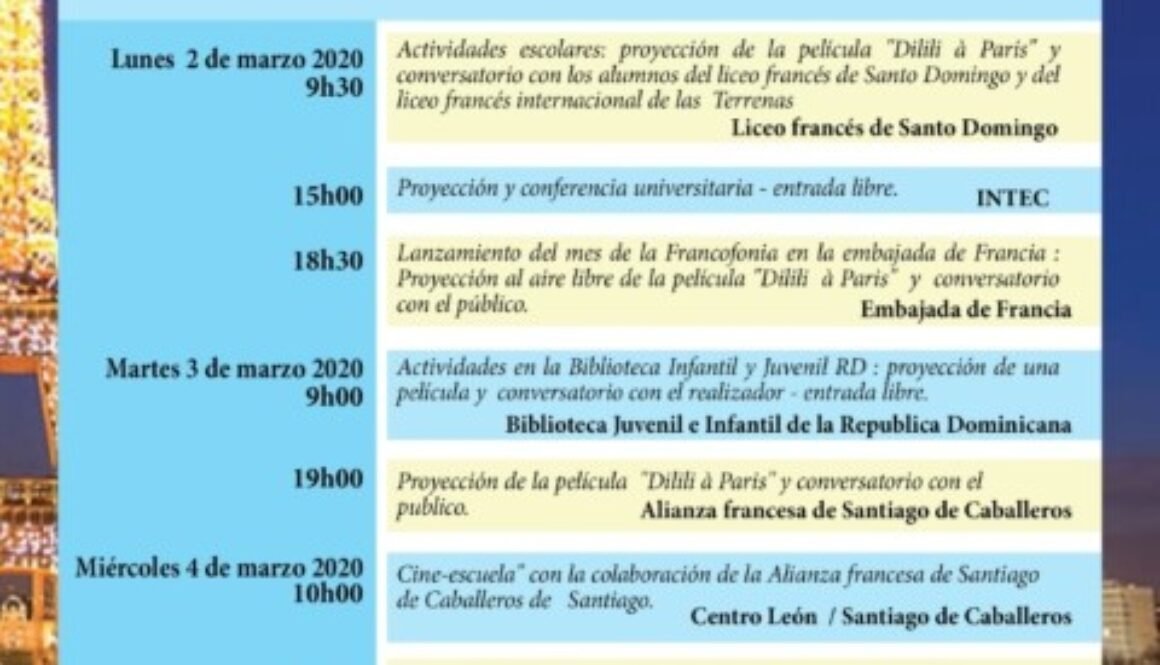 Programe Michel Ocelot francophonie 2020