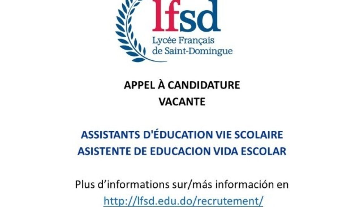 Appel a Candidature - ASISTENTE DE EDUCACION VIDA ESCOLAR 2021 - 2022