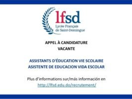 Appel a Candidature - ASISTENTE DE EDUCACION VIDA ESCOLAR 2021 - 2022